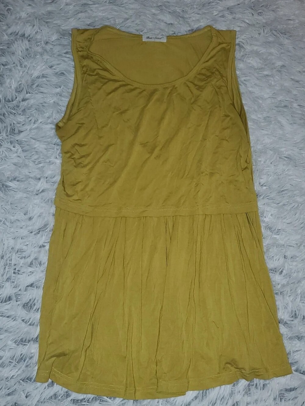 Bearsland Sleeveless Mustard Yellow Maternity Scoop Neck Top